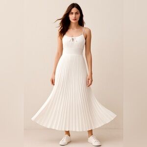 J.Crew Smocked Waist Pleated Dress White Size S